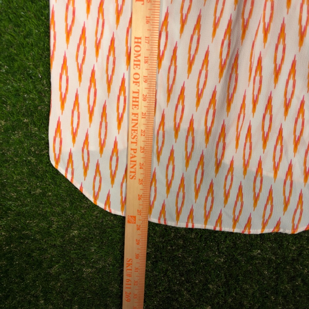 Investments Womens Orange Ikat Print Short Sleeve Button Up Top Blouse Sz M BOHO - Picture 5 of 6